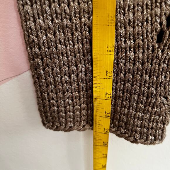 Vintage Brown Crochet Buckle Cardigan Top 90s 2000s Boho Bohemian Small - Picture 4 of 5